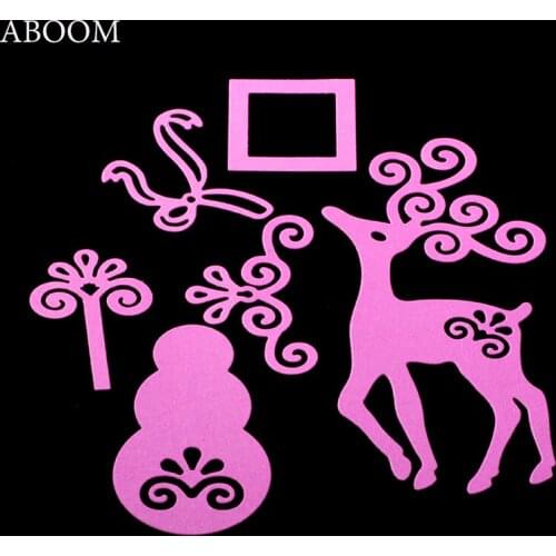 ABOOM Hot Selling Cute Animal Deer Design Metal Carbon Steel Cutting Dies Embossing Folder Die Cut Mold Paper CarD Making Mold