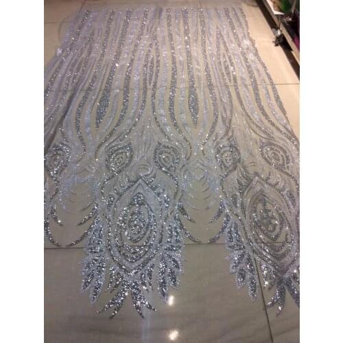 Top sale with glued glitter tulle embroidered lace fabric Z-han3913 for party dress