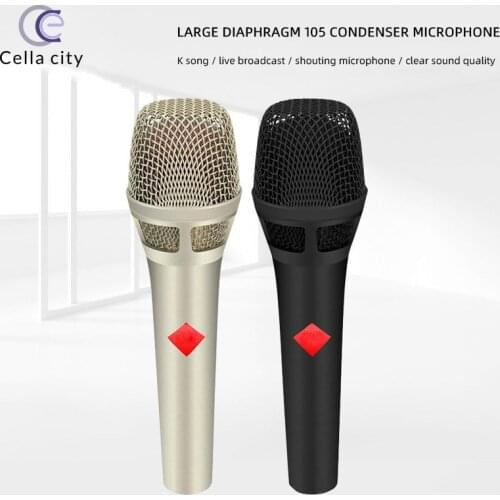 Handheld Condenser Microphone Broadcast Large Diaphragm Wired Microphone Mobile Phone Recording Shouting Universal Microphone