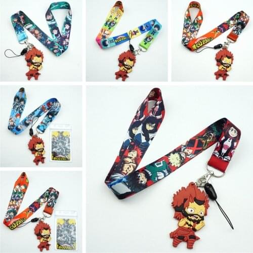 Cute Kirishima Eijiro Lanyard for USB ID Card Mobile Phone Straps Webbing Anime My Hero Academia Key Chains Neck Straps Gift