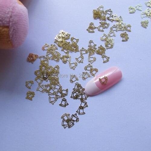 MS77 100pcs Gold Cute Bell Deco Nail Art Metal Sticker Nail Art Decoration Non-adhesive Sticker
