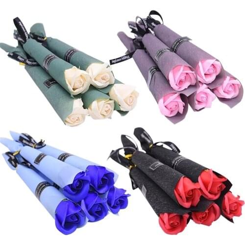 10pc/lot Soap Rose Artificial Flower Girl Friend Valentines Day Gift Anniversary Flower Set Fake Rose Soap Flower Wedding Decor