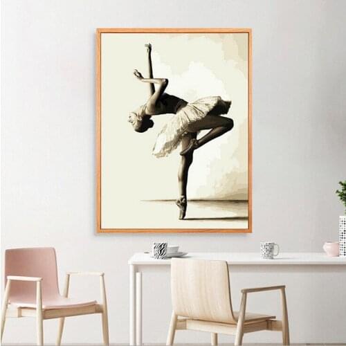 2019 High Quality Paint By Number Kit DIY Acrylic Oil Painting On Canvas Ballet Dancer Home Decor