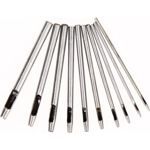 10pcs Leather Punch Hollow Set Hole Craft Set Hollow Puncher Belt Leathercraft Punch Leather Tool