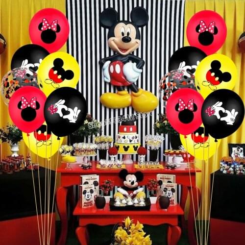Disney Mickey Mouse Theme Children Cake Banner Balloon Set Minnie Mickey Birthday Party Decoration Supplies Ballons Accessories