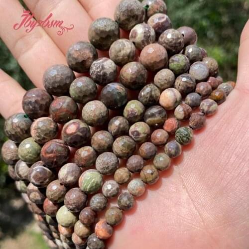 Natural Rainfrest Agates Round Faceted Loose Spacer Stone Beads For DIY Necklace Bracelet Jewelry Making Strand 15" 6/8/10/12mm