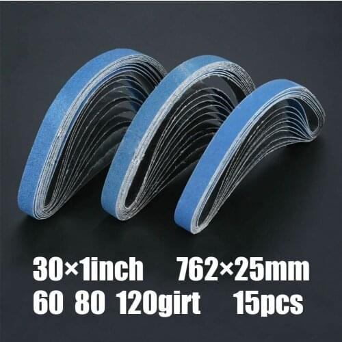 15 Pcs Sanding Belt Abrasive Sandpaper 30''*1'' 762*50mm 60-120Grit For Metal Wood Craft Grinding Polishing Tool Parts