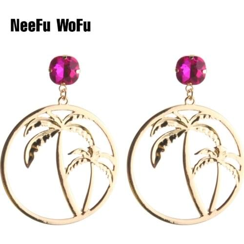 NeeFu WoFu Drop Earrings Brand Crystal Earring Big Earring Fashion Coco Earrings Large Metal Long Brinco Oorbellen Gift 2018
