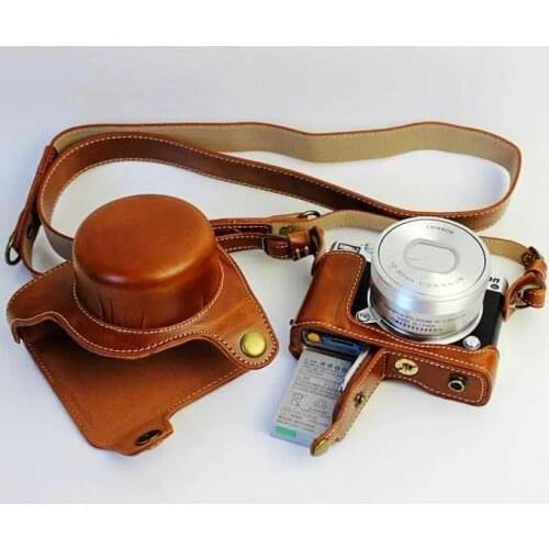 New Brown Retro PU Leather Camera Case Cover Bag With Shoulder Belt Strap Battery Open can Taken out For Nikon 1 J5, 1J5