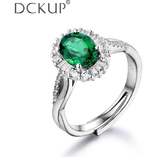 OVAL Luxury 925S Silver Rings 1Ct Lab Grown Created Green Emerald Ring Stylish Fine Jewelry For Women Gifts Party Birthday