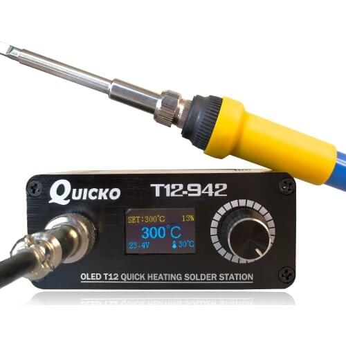 2019 Quicko T12-942 MINI soldering station with EU adapter 24V3A solder T12 iron tip Portable welding tool finished machine