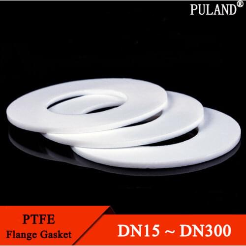 DN15 ~ DN 300 PTFE Flat Flange Gasket Thickness 3mm O Ring Seal Spacer Oil Resistance Washer Round Shape White