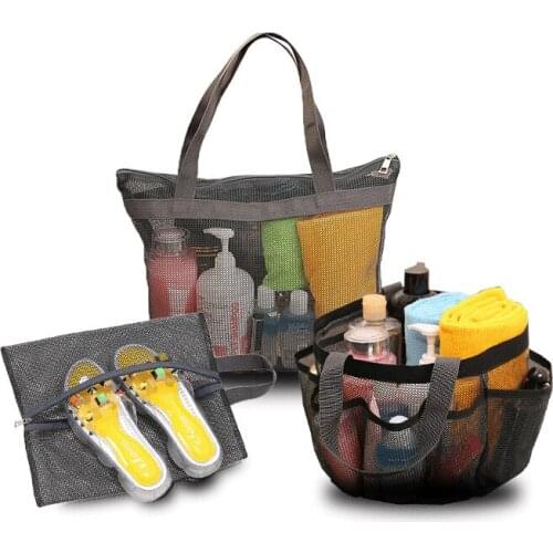Swimming Beach Bags for Shoes Storage Mesh Tote Handbags Women Outdoor Swimsuit Collect Package Bath Toiletry Bag 1Pcs