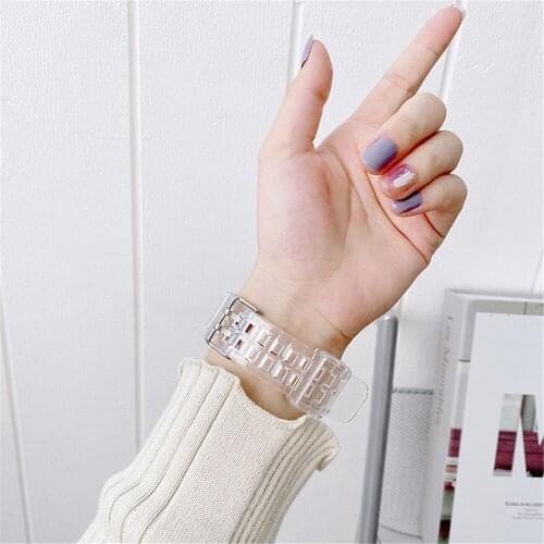 Replacement One-piece Watch Strap Belt Smooth Glacier Transparent Strap for Huawei Band 6 / Honor Band 6 Watch Accessories