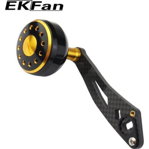 EKFan Fishing Reel Handle With 7*4mm & 8*5mm Hole Carbon Fiber Handle+ Metal Knob For Baitcasting Fishing Reel