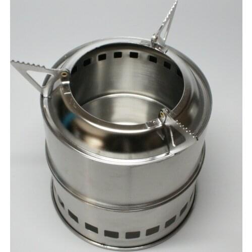 Folded Outdoor Cooking Picnic Camping Stove Portable Stainless Steel Lightweight Wood Stove Solidified Alcohol Stove