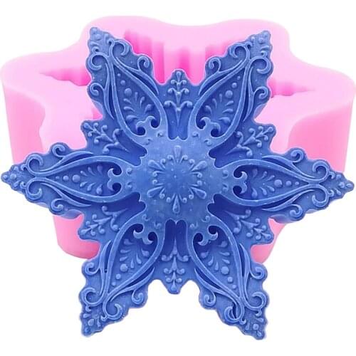 Snowflake Design 3D Soap Mold Candle Wax Cake Molds Decorating Christmas Silicone Mold for Soap Gift Crafts