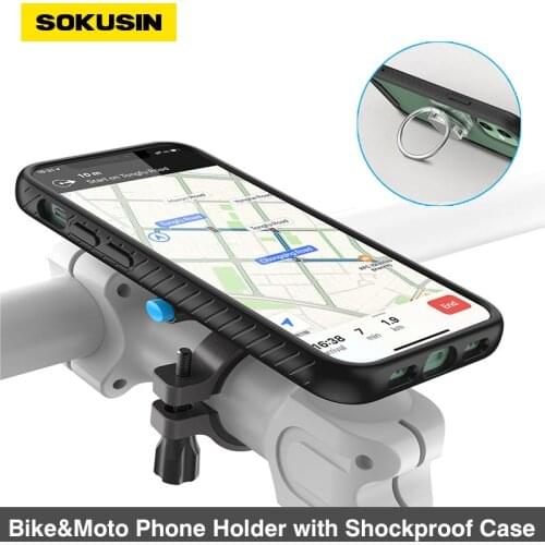 SOKUSIN Bicycle Phone Holder For iPhone12 12pro Motorcycle Mobile Cellphone Holder Bike Handlebar Quick Stand GPS Mount Bracket