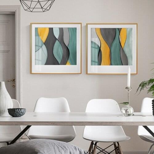 Modern Abstract Canvas Painting Poster and Print for Living Room Green Bedroom Home Decor Picture Large Wall Art Golden Unframed