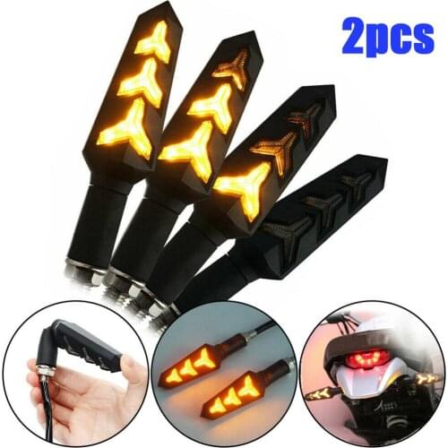 2pcs/set Universal Motorcycle LED Turn Signals Long Short Turn Signal Indicator Lights Blinkers Flashers Amber Color Accessories