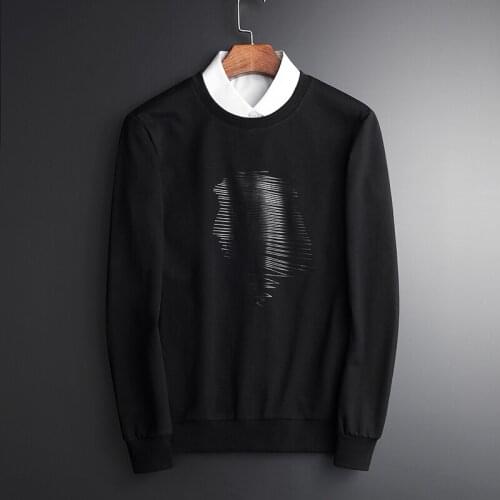 Spring And Autumn Casual Fleece Sweatshirts Hight Quality Slim Chest Printed Black Mens Hoodies Plus Size M-4XL