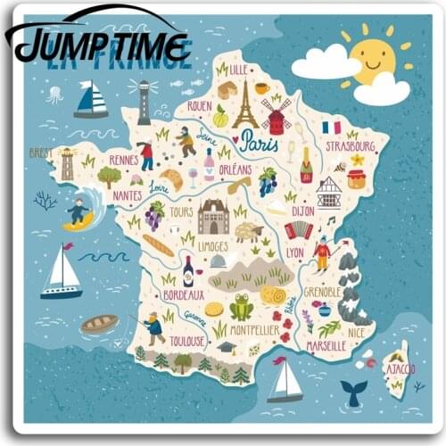 Jump Time for France French Map Vinyl Stickers Sticker Laptop Luggage Gift Car Bumper Decal Waterproof Car Accessories