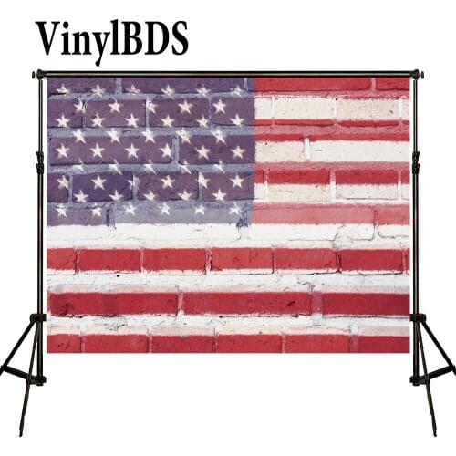 VinylBDS Backdrops American Flag Backdrop Brick Wall Backdrops Photography Background Kids for Newborn Photo Shooting