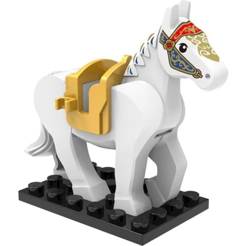 Military Animal Big Size White War Horse DIY Educational Toys Militarys Animals Toy Building Blocks Models
