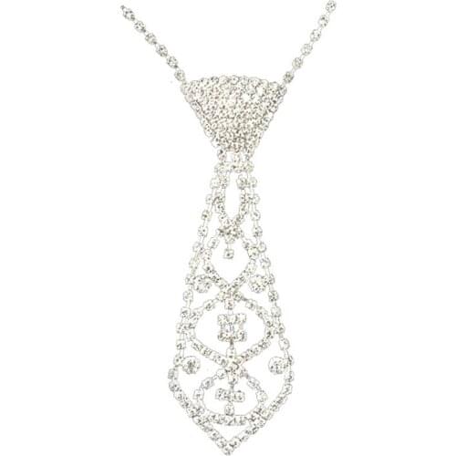 Women Vintage Rhinestone Inlaid Tie Ladies Long Necklace Wedding Jewelry Accessory Gift XL-016