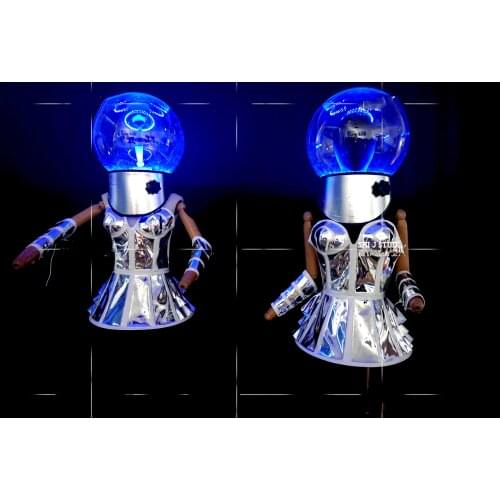 Women nightclub party girl future Technology clothing helmet with LED lights gogo stage dance show mirror performance costume