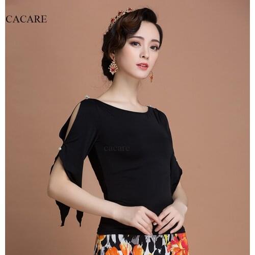 Latin Ballroom Dance Top Shirt Women CHEAPEST Split Bell Sleeve Elegant Dance Shirt D0041 Slash Neck