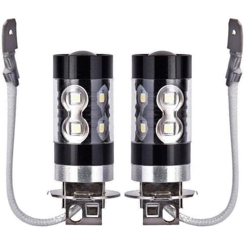 2Pcs/Set H3 White 100W High Power SMD Car LED Bulb Fog Driving Fog Light Lamp 6000k 1600LM 12-24V