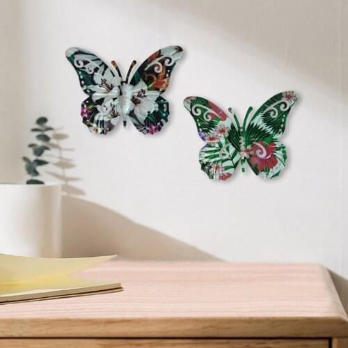 2pcs Handcrafted Butterflies Wall Decor Wall Sculpture for Indoor Outdoor Home Bedroom Living Room Garden Yard Fence