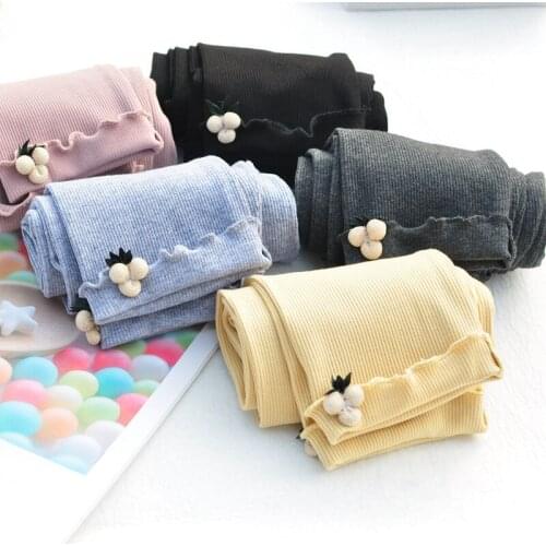 2021 Spring Autumn New Girls Pants 2-10 Y Baby Girls Cotton Leggings Kids Lovely Soft Elasticity Trousers Toddler Pants Leggings