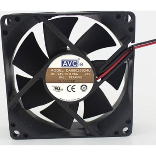 AVC DA08025B24U 8025 24V 0.26A 80x80x25mm 8cm 2-wires inverter chassis cooling fan