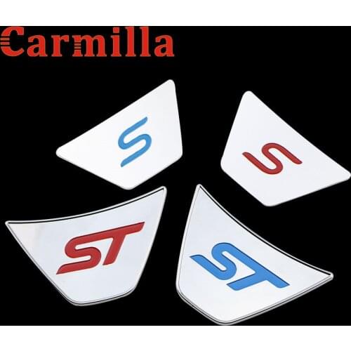 Carmilla Car ST S Logo Steering Wheel Sequins Sticker ABS Chrome Cover Sticker for Ford Fiesta Ecosport 2009 - 2016 Auto Acc