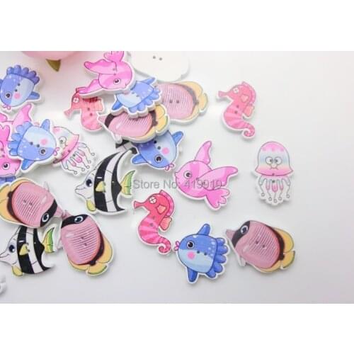 Free shipping -100pcs Mixed 2 Holes Pattern Cartoons Wood Sewing Buttons Scrapbooking J1609