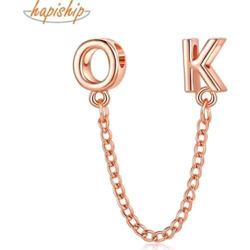 Hapiship 2020 Original Daisy New Fashion Rose OK Chian Pendant Charm Beads Fit Charm Bracelet Female DIY Jewelry Making CZ030