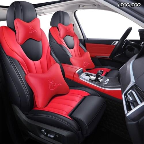 LIGOLIGO Custom Leather car seat covers For SKODA Yeti KODIAQ Octavia Superb Fabia Rapid KAROQ KAMIQ Automobiles Seat Covers