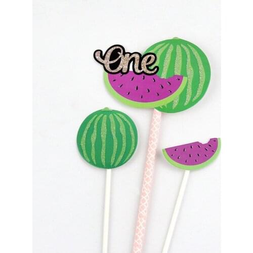 Cake Flags Cupcake Topper Toppers watermelon Baby Boy Girl 1 Year Old Birthday Wedding Bridal Cake Wrapper Party Baking DIY