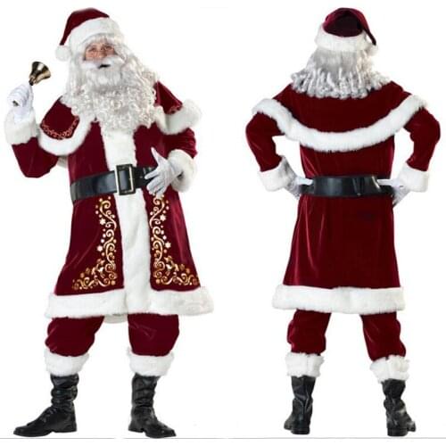 Santa Claus Multi-Piece Suit With Beard Christmas Eve Costume