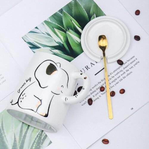 Creative homemade lovely animal Mug couple office Cup Festival gift ceramic cup with spoon