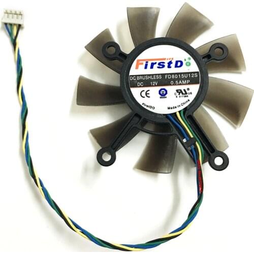 FD8015U12S 75mm 12V 0.5A 4Wire 4Pin VGA Video Card Fan Cooler For ASUS HD7850 HD7870 Graphics Card Cooling As Replacement
