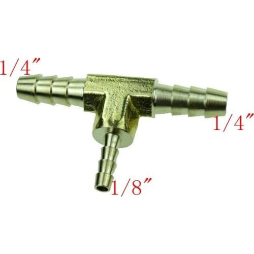 Brass Barb Reducing Tee Reducer Fitting For Hose ID 1/4" X 1/8" Water Gas Fuel