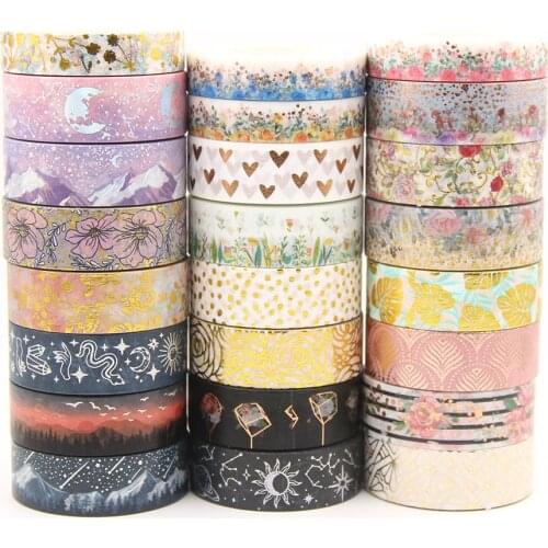 Hot 1PC Foil Moon Lunar Eclipse Follows Leaves washi tape 10m Masking Tapes Decorative Stickers DIY Stationery office supplies