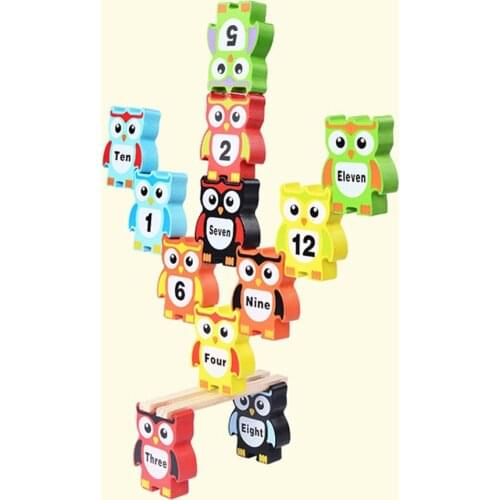 Cartoon Owl Wood Montessori Educational Math Toy For Children Skill Training Stacking Baby Early Learning Balance Toys Wooden