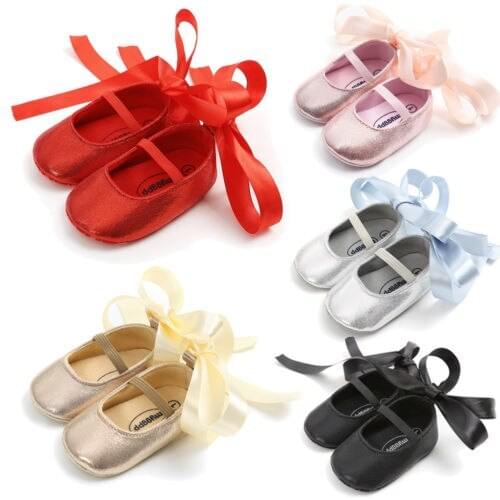 Newborn Toddler Infant Kid Baby Girl Popular Cotton Solid Crib Shoes Bowknot Newborn Soft Sole Anti-Slip Baby Lightweight Shoes