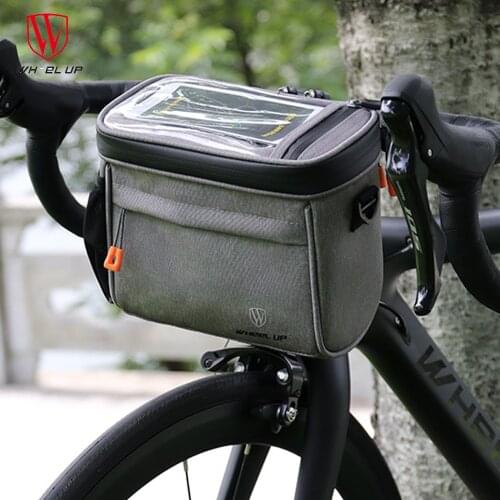 WHEEL UP Bicycle Front Bag PVC One-shoulder Diagonal Adjustable Shoulder Strap With Rain Cover Road Mountain Bike Handlebar Bag