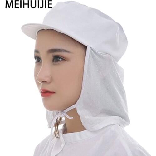 Food work hat/Shawl hat Adjustable summer Unisex workshop dustproof work hat white Net Hat Chef Hats Bakery Baking Breathable