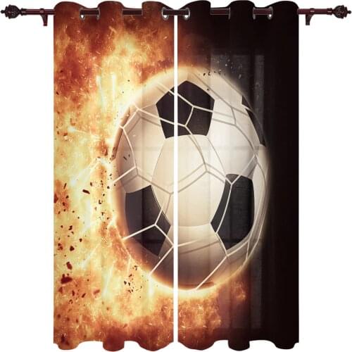 Flame Football Shooting Sport Athletics Windows Curtains Living Room Bedroom Kitchen Curtains For Children Drapes